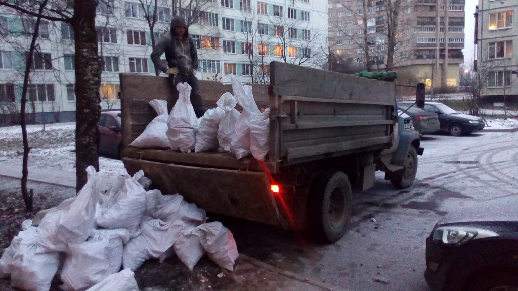 Вывоз мусора в мешках в Новосибирске в октябре